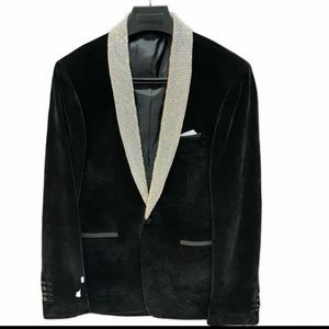 Faché Black Seude Blazer with Silver Rhinestone lapel.